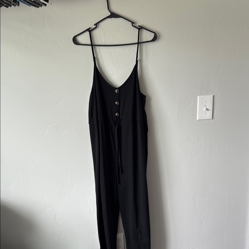Maternity Black Button-Front Jumpsuit